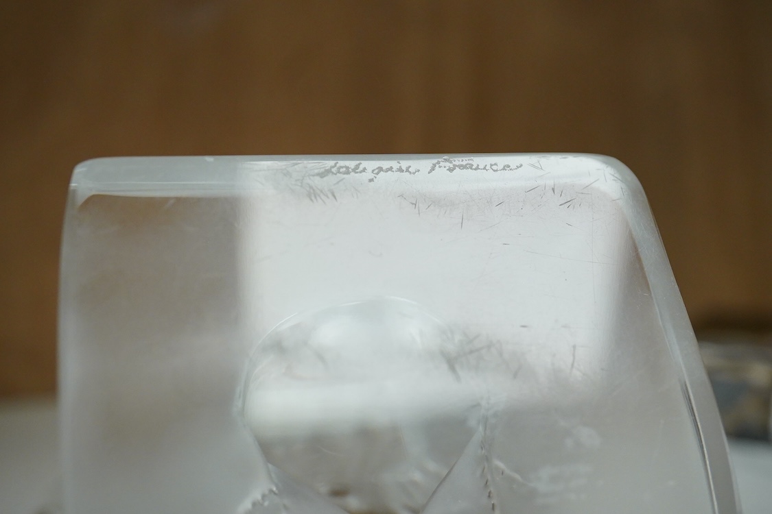 A Lalique frosted glass dove bookend, post-war, 15.5cm